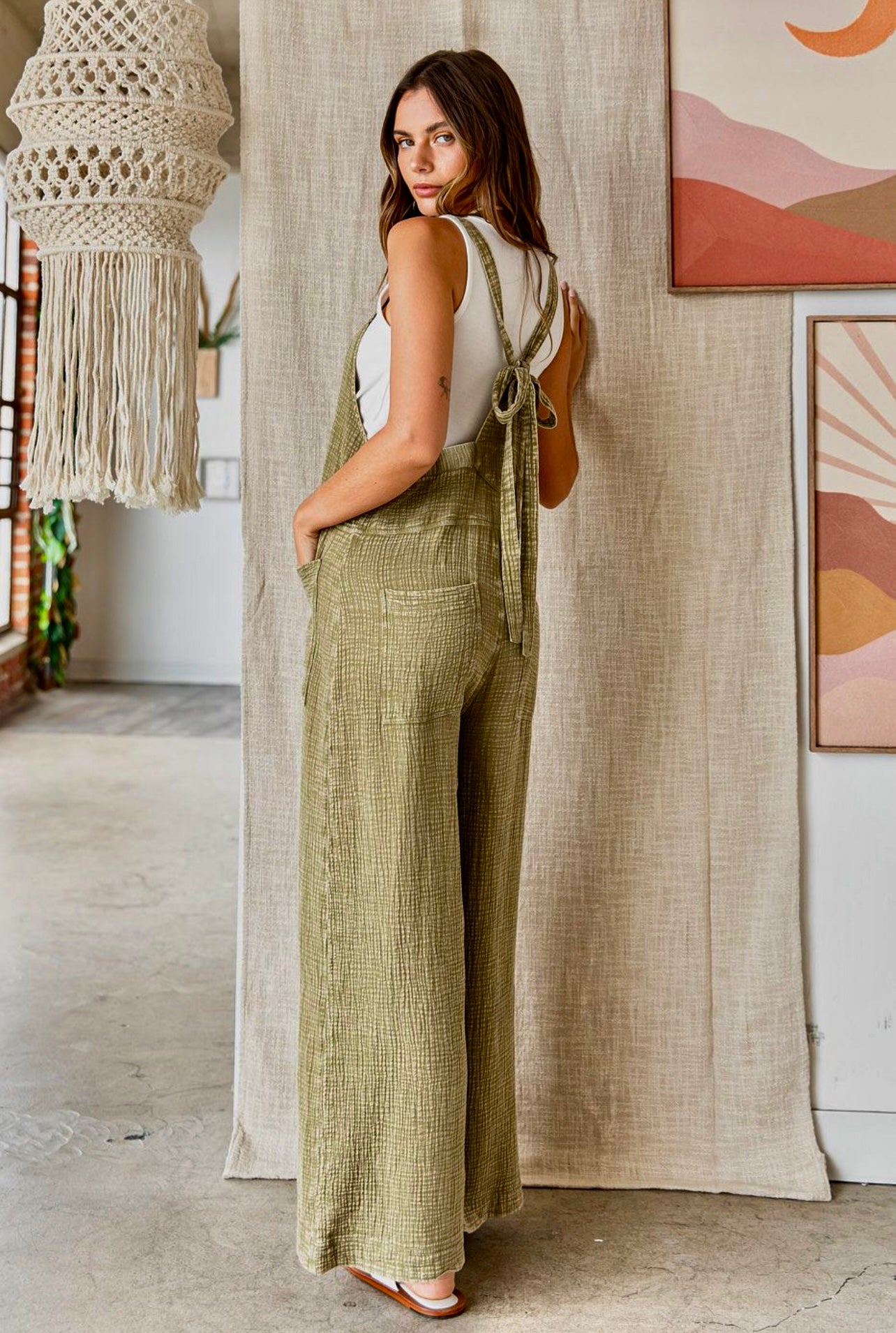 Olive Washed Jumpsuit