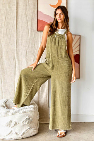 Olive Washed Jumpsuit