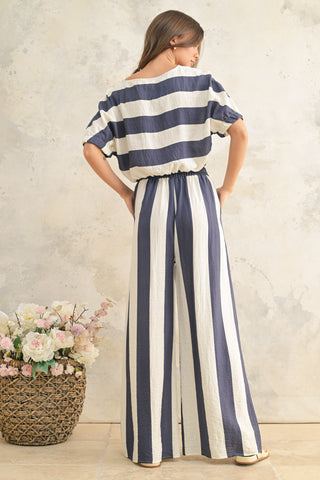Camille Stripe  Navy Set