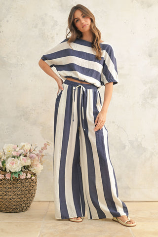 Camille Stripe  Navy Set