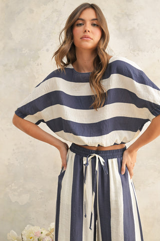 Camille Stripe  Navy Set