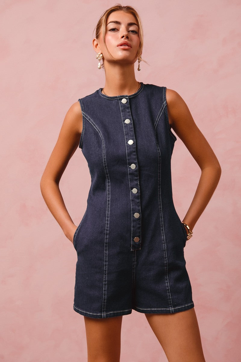 Grace Denim Romper
