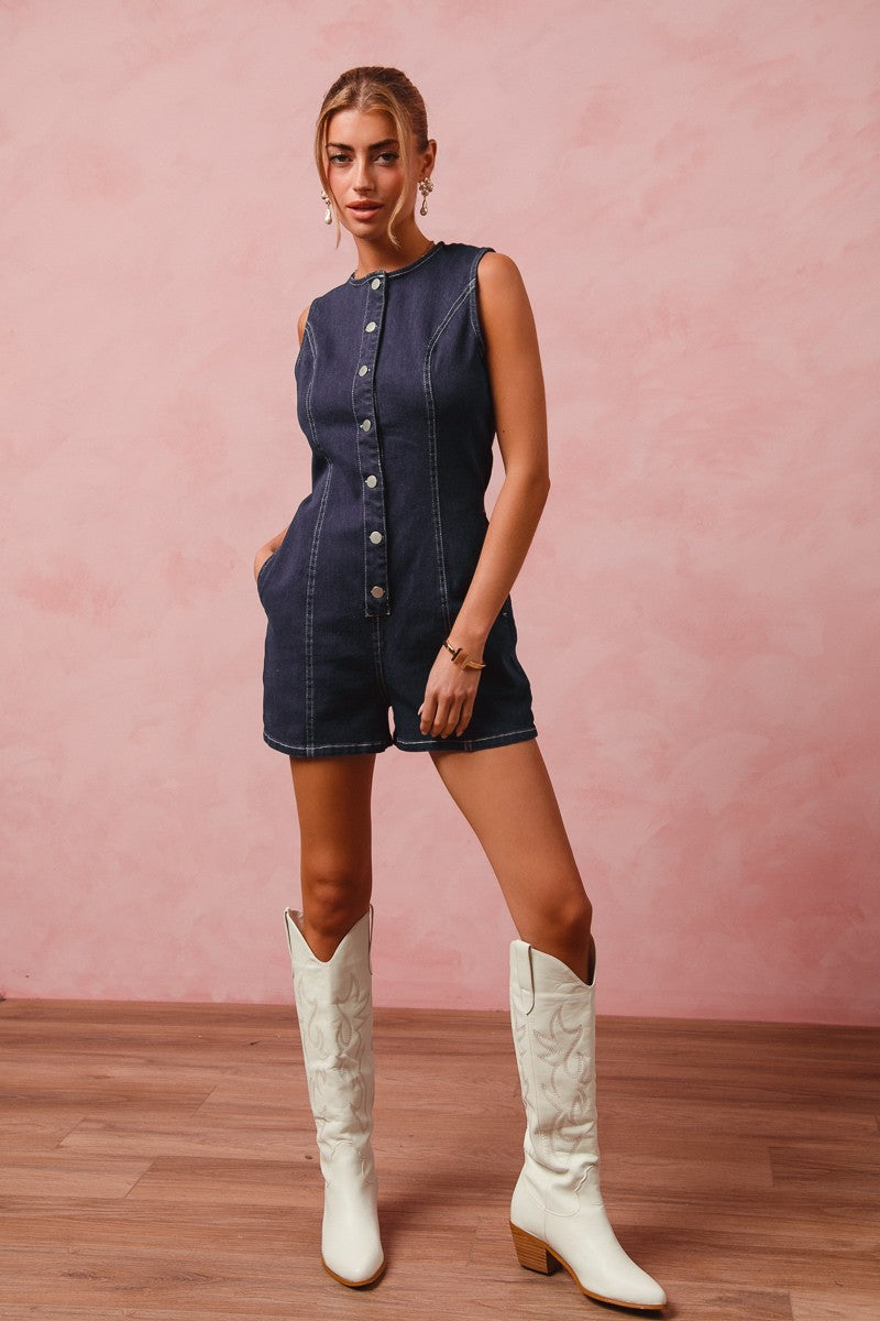 Grace Denim Romper