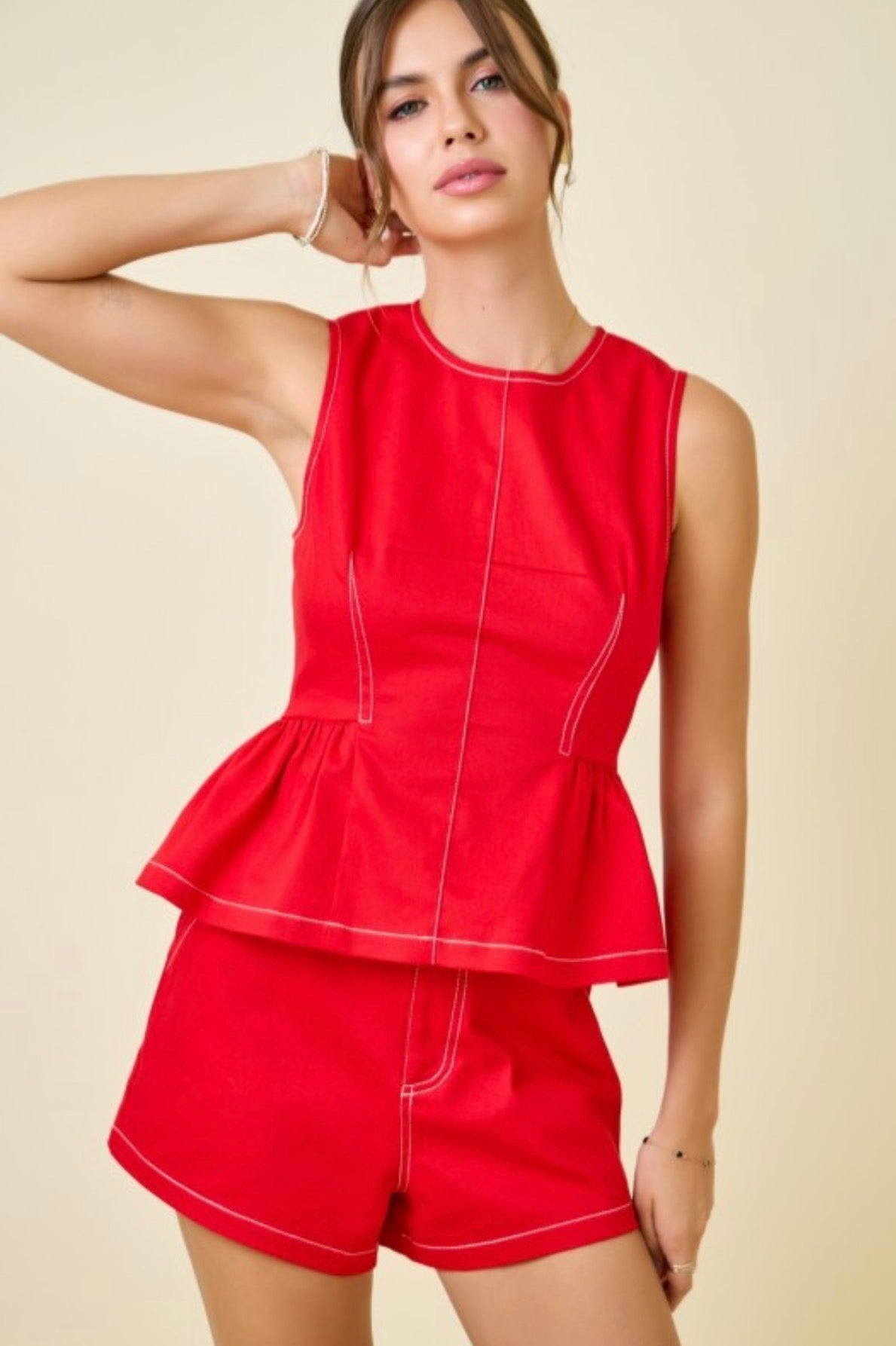 Peplum Red Top