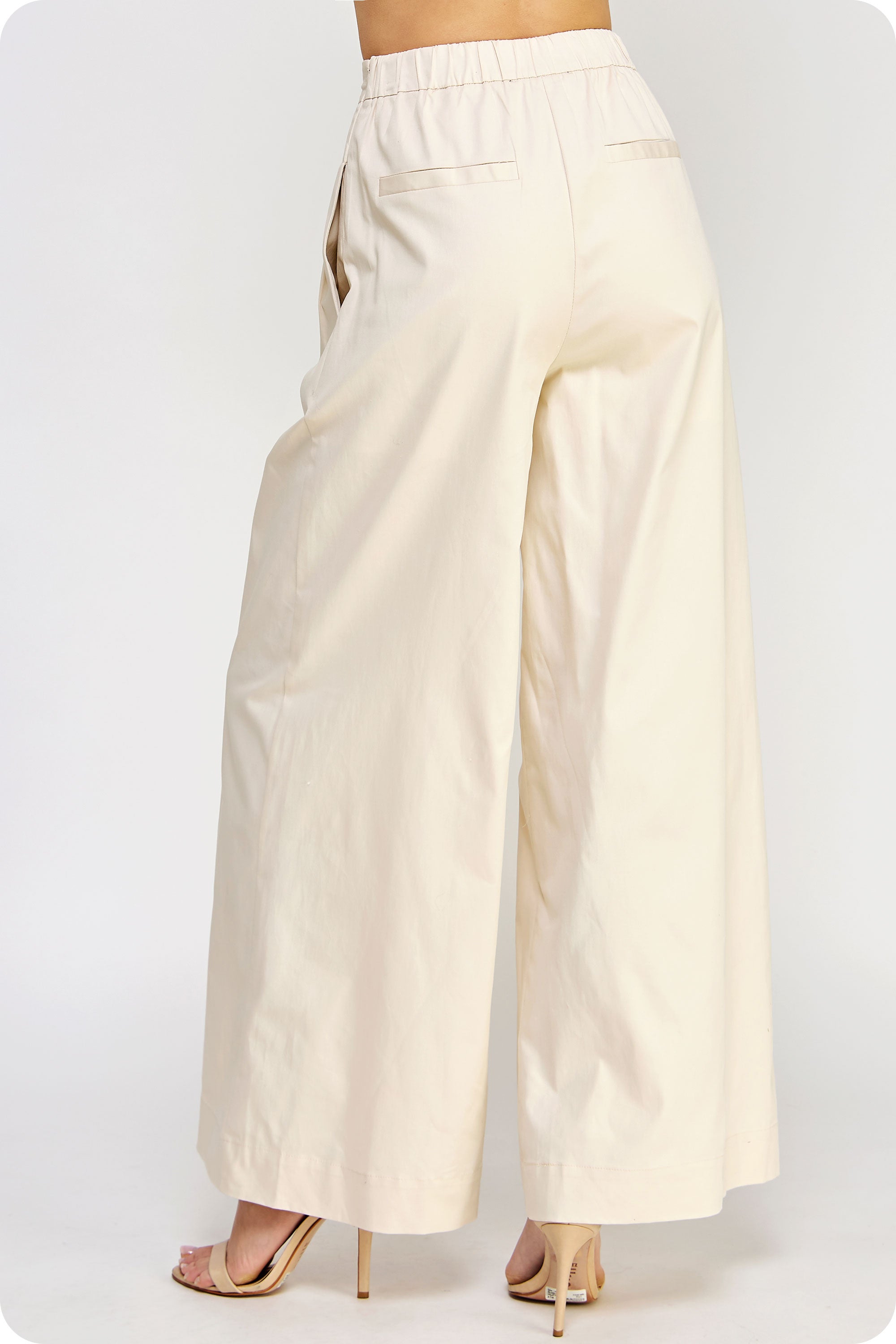 Pleated Wide-Leg Twill Pants