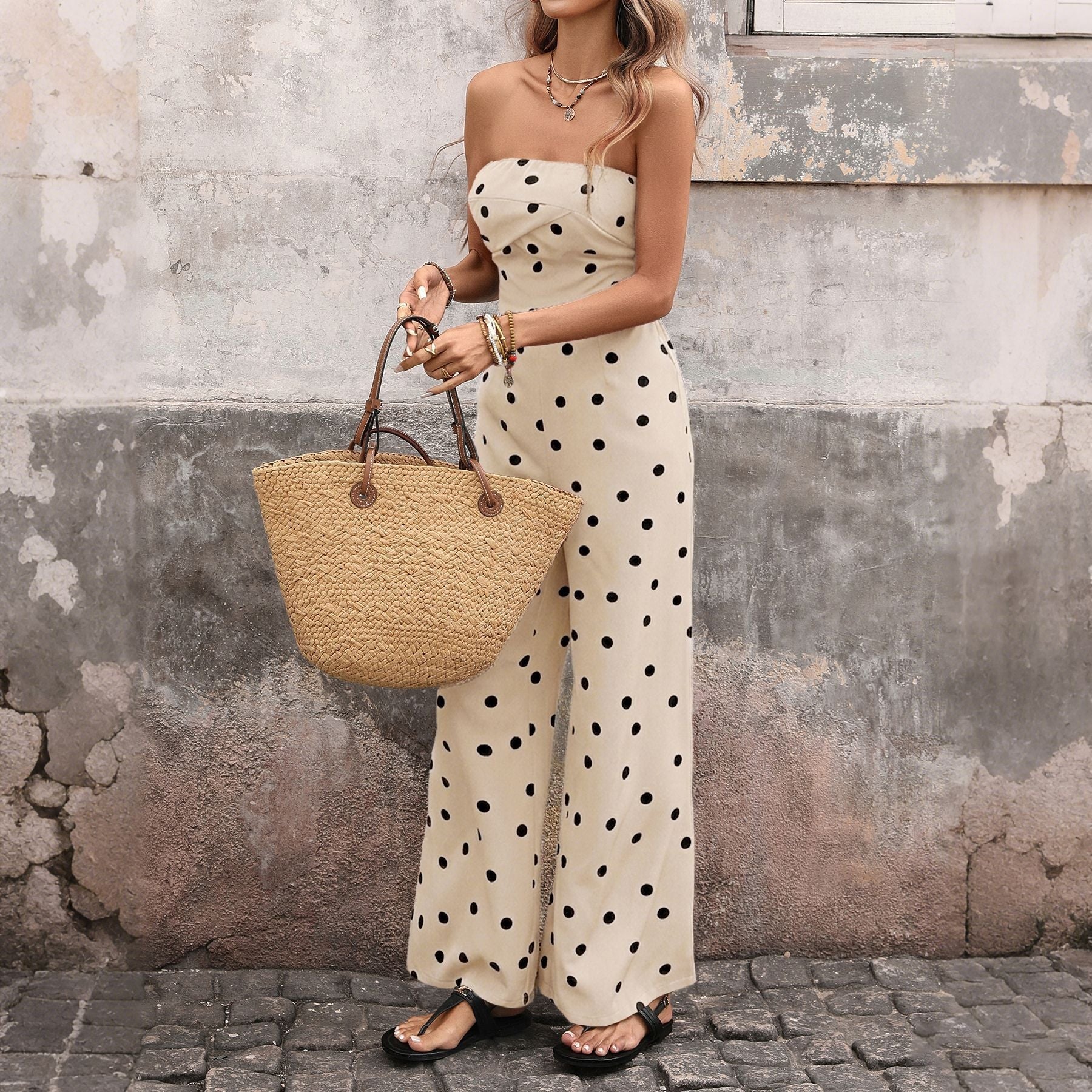 Polka Dot Strapless Jumpsuit