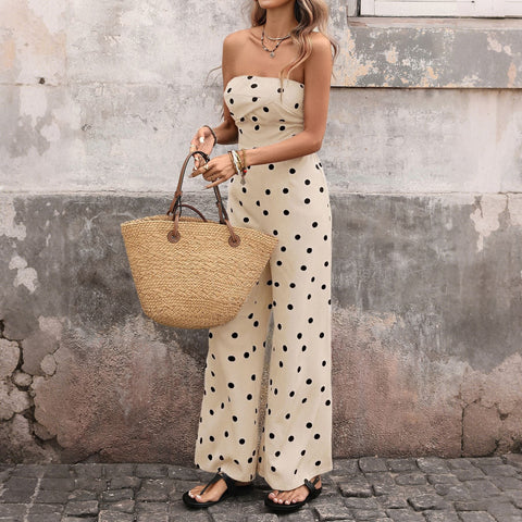 Polka Dot Strapless Jumpsuit