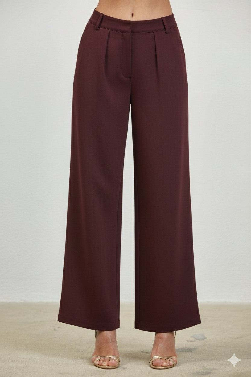 Serena Burgundy Pant & Vest Set