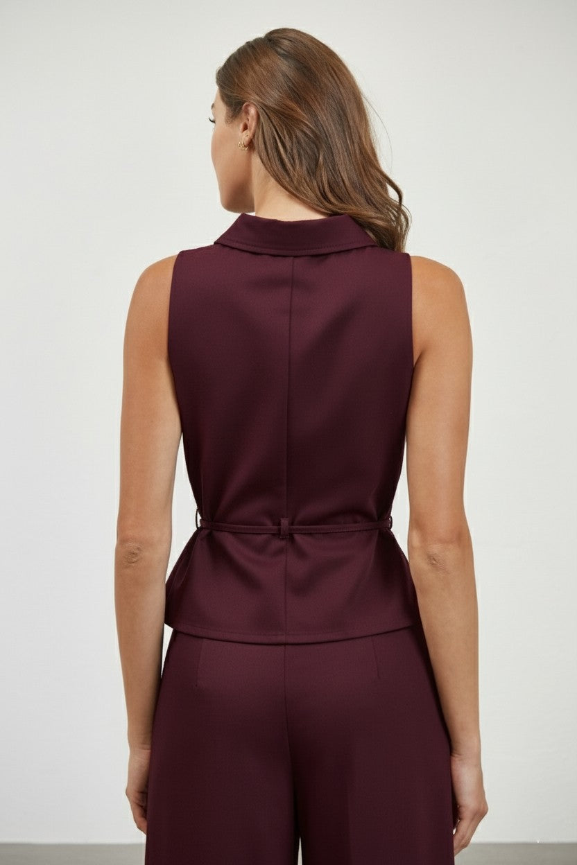 Serena Burgundy Pant & Vest Set