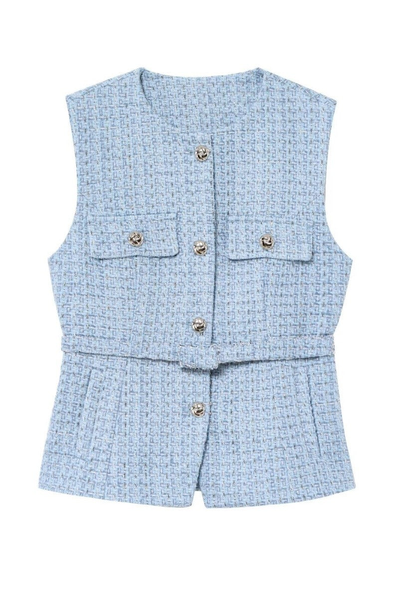Tweed Vest - Light Blue