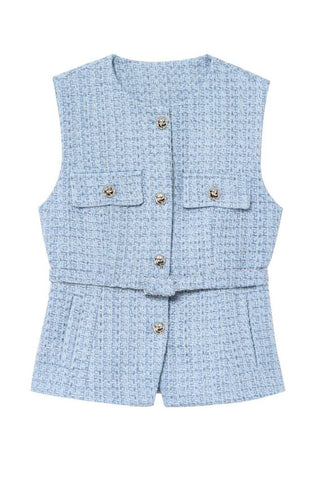 Tweed Vest - Light Blue