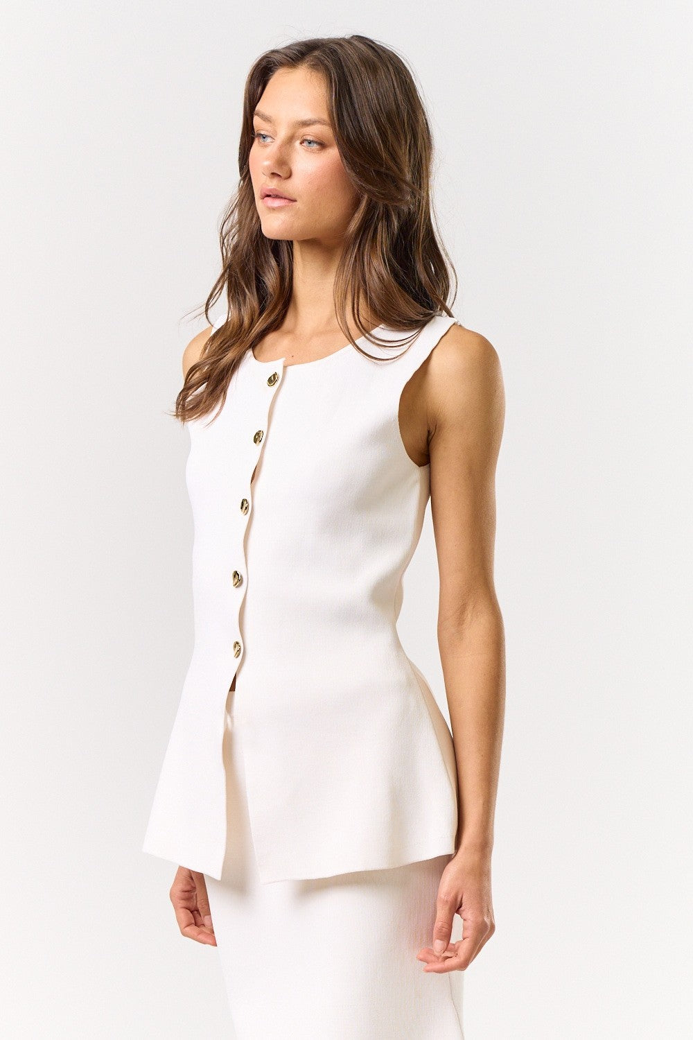 Mila White Sleeveless Vest